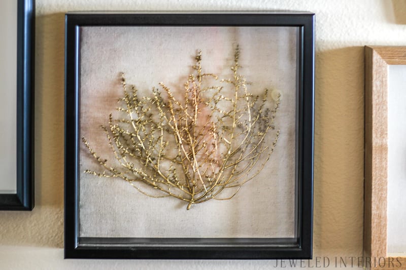 sagebrush art, shadow box, gold, Jeweled Interiros, jeweledinteriors.com, military, base, house, velvet, couch, navy, silver, gold, cowhide, lamp, art, commander, leather, curtains, jute, end table, coffee table, horse, cow, wood, crystal, host,  Air Force, Key Spouse, Wing, commander, rustic, glam, books, idaho