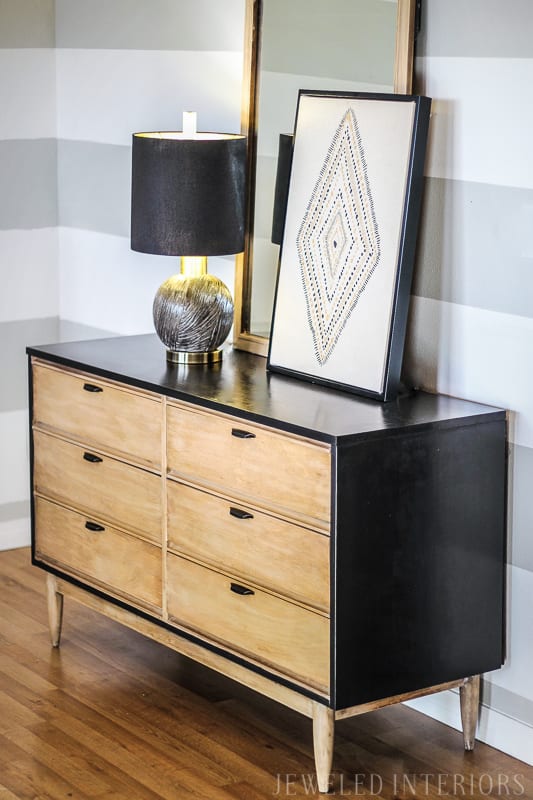 DIY Tutorial! Two-Toned, Rustic, Mid-Century Modern Dresser Make-over: Make  that old furniture AWESOME!!! ⋆ Jeweled Interiors