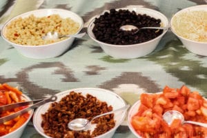 jeweledinteriors.com, Mashed Potato Bar Party, Idaho, Style, jeweled interiors, aspen, deer, steer horn, trees, silver, metallic, sagebrush, potato, ice cream, gold, cheese, tomato, black beans, hot chocolate, vanilla, whip cream, sheep skin, martini, wine glass