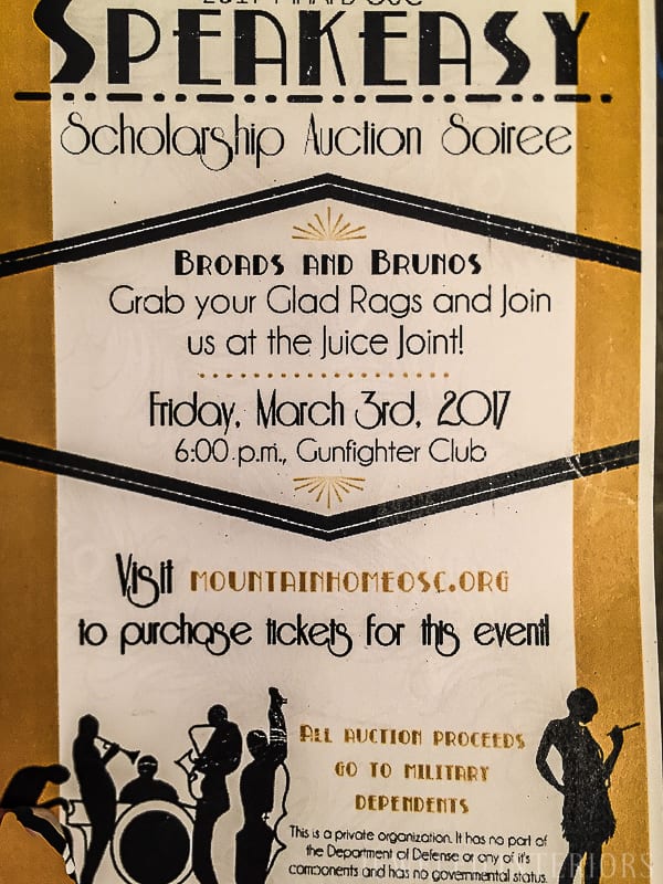 Looking to throw a 1920's Party for the ages? Check this out!   halloween, dress-up, costume, speakeasy, speak, easy, sequins, bar, tommy gun, cigars, flapper, prohibition, charity,  fundraiser, fund, raiser, money, auction, OSC, OCSC, Officers', Gatsby Spouses', club, military, scholarships, feather, ostrich, boa, fringe, invitation