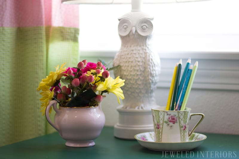 Owl, lamp, little, girl, girl's, girls', room, bedroom, timeless, classic, traditional, rocking horse, bunk, bed, desk, wardrobe, dresser, bookcase, sofa, settee, curtains, inexpensive, linens, pillow, nancy drew, tea cup, china, White House, Easter Egg Roll, beautiful, feminine, functional, sentimental, flowers, art, supplies, cork, board, heather bailey,  upholstered, nail head, trim, owl lamp