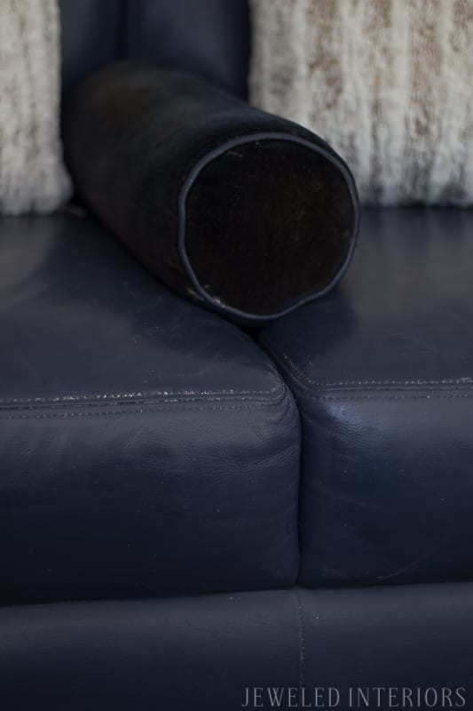 Check out this new and improved chalk paint technique for painting your leather sofa, DIY, tutorial, sofa, couch, paint, sherwin Williams, wax, ORC, One room challenge, minwax, primer, leather, bi-cast, Plaster of Paris, recipe, diy, chair, furniture, chalk paint, jeweledinteriors