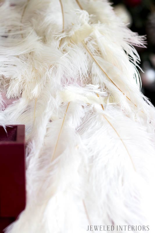 How to make a holiday buffet table from a Barbie house! 5 simple DIY tips to Christmas party greatness!  || Holiday, Christmas, buffet, jeweledinteriors, Burgundy, Dalmatian, party, black and white, ideas, DIY, tutorial,  ostrich feathers