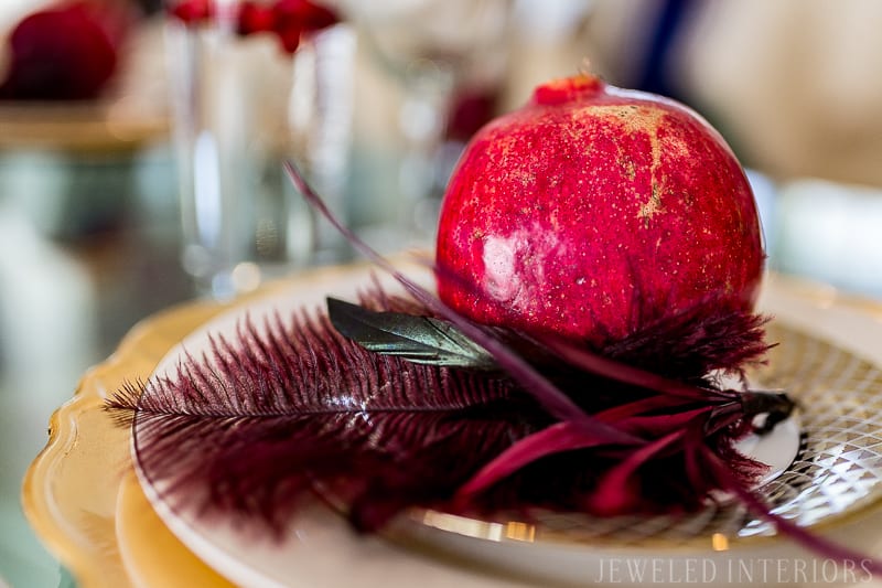 I learned so much from this 8 step tutorial on how to set a pretty tablescape! || Jeweledinteriors, jeweled interiors, party, planning, dinner, brunch, banquet, table, setting, centerpiece, placemats, napkin, rings, flowers, candles, vintage, dollar store, beautiful, sequin, sheepskin, texture