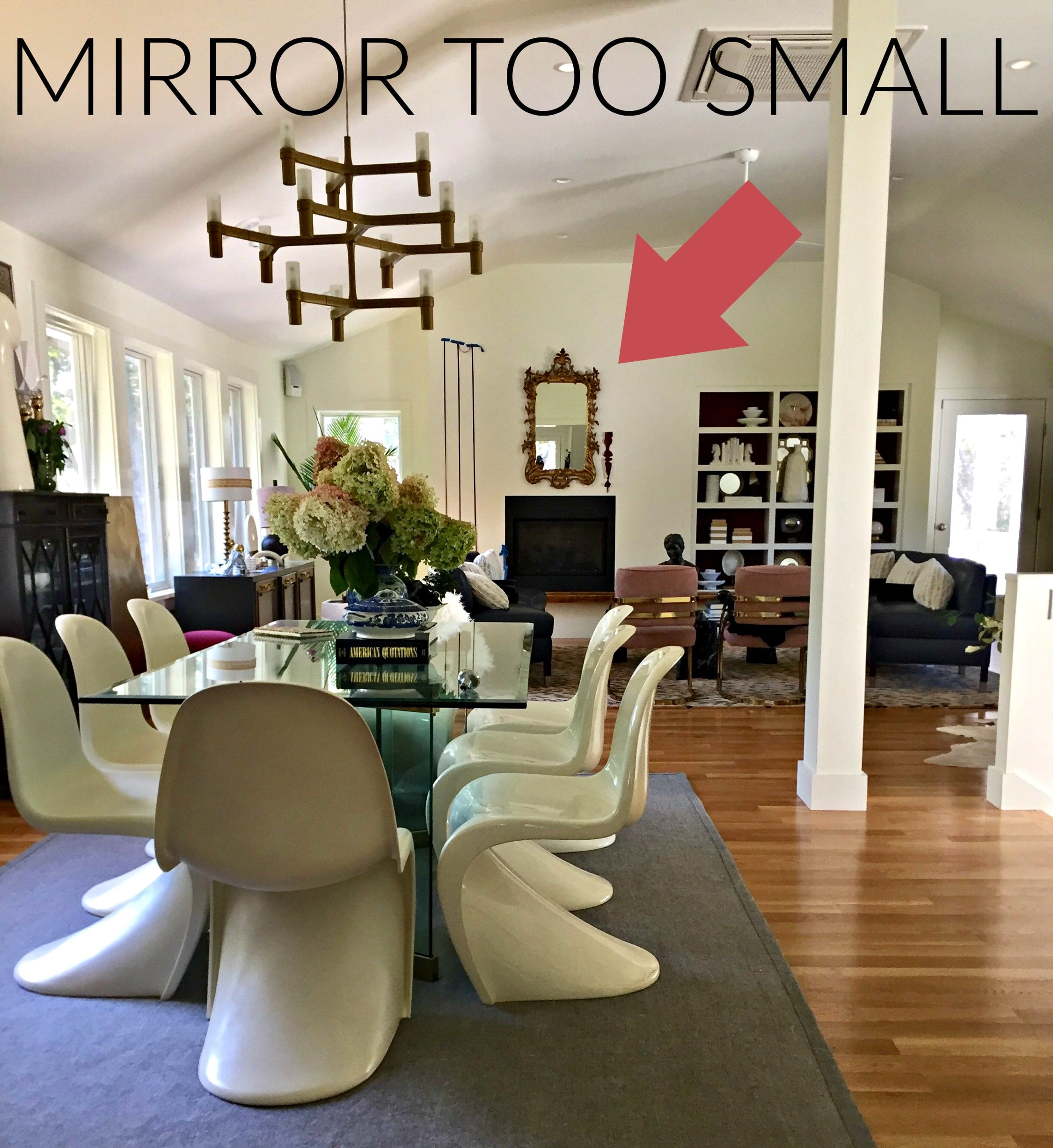 You've got to see this One Room Challenge Make-overs ||antique mirror,  Jeweledinteriors, One Room Challenge, ORC, parisian, apartment, rental, diy, zebra, milo baughman, navy, velvet, silk, curtains, brass, gold, chic, hardwood floors, antique, mirror, eclectic, kelly wearstler, pillow, kate spade, lamp, powder blue, obelisk, victorian, 1980's, vintage, living room, chic, panton, chair, great room