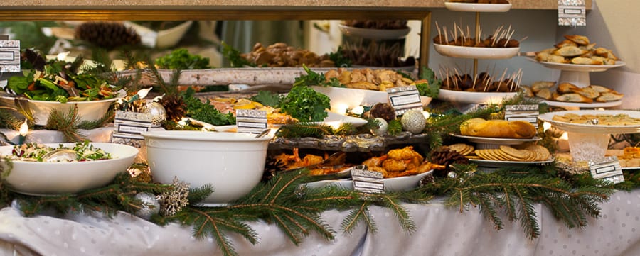 YOU HAVE TO SEE THIS NATURE INSPIRED HOLIDAY PARTY! ||rustic, glam, jeweledinteriors, buffet table, party, holiday, Christmas, party, home, tour, back drop, dessert, table, chic, rustic, silver, gold, food