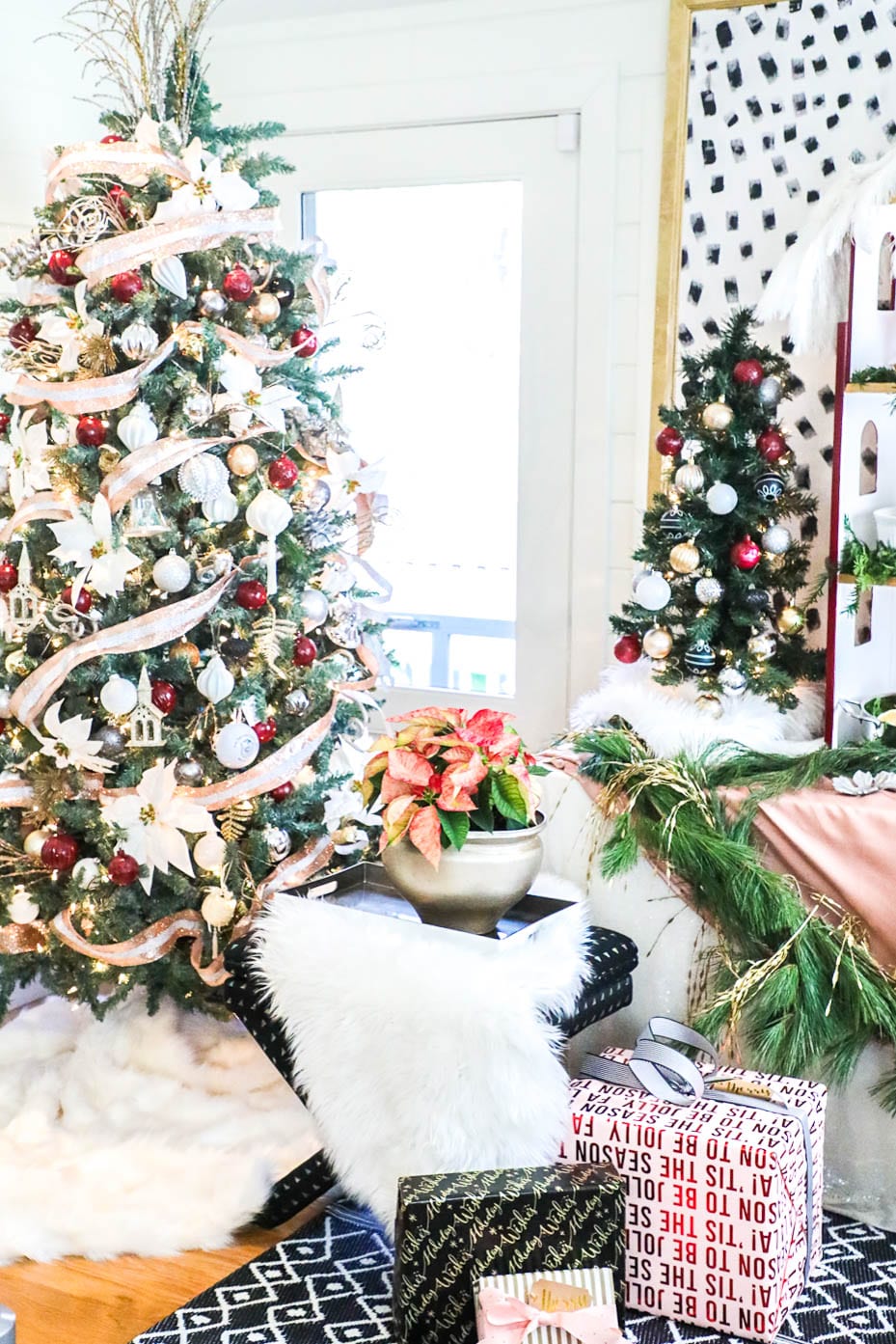 Christmas Front Porch and Faux Flowers - Blushing Bungalow