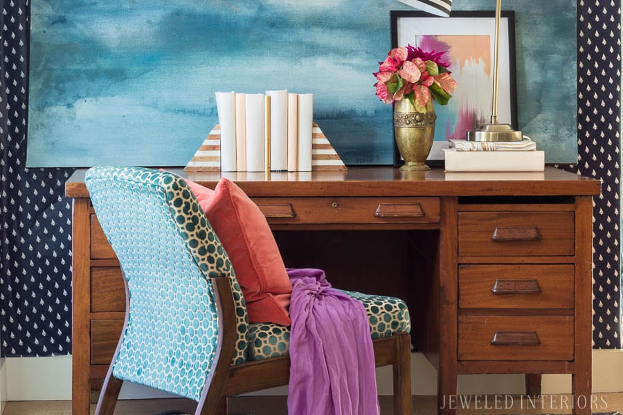 One Mid Century Modern Desk Styled Two Ways: Part 1 || Feminine and Preppy