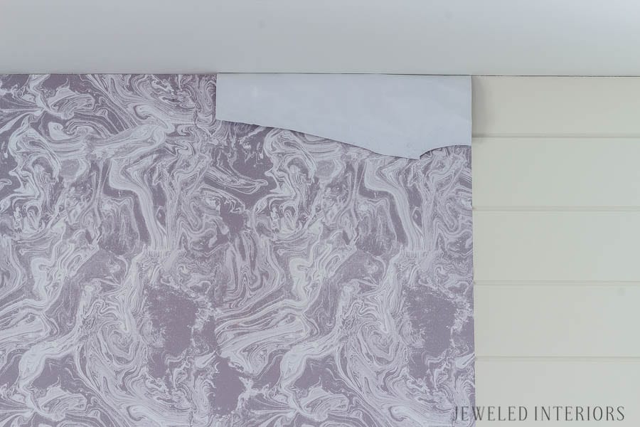 Check out how what a difference removable wallpaper makes in a room || jeweled interiors, temper, Tokyo, ash, removable, wallpaper, Tempaper Installation, tween, teen, girl, room, lavender, purple, marble, before, after, reveal, how to, tips, 