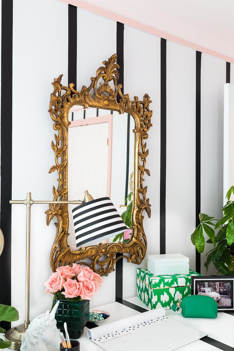 DIY painted chairs, lucite coffee table, brass, bullion, fringe, velvet, terrazzo, tiger wallpaper, wall paper, fringe market, spoonflower, miles redd, Luke Edward hall, Wes Anderson