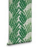 feathered palms, Milton and King, wallpaper, Viva Tropicana, kelly wearstler, pillow, striped rug, target, miles redd, jungle wallpaper, bohemian wallpaper, large scaled wallpaper, 2018 fall one room challenge, jeweled interiors, jewel Marlowe, 