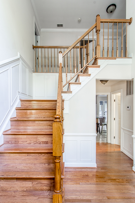 Entryway ideas, entryway, chandelier, moulding, paint, farrow and ball, Kelly Wearstler, California collection, lamps plus, Cascata lamp, drapes, 