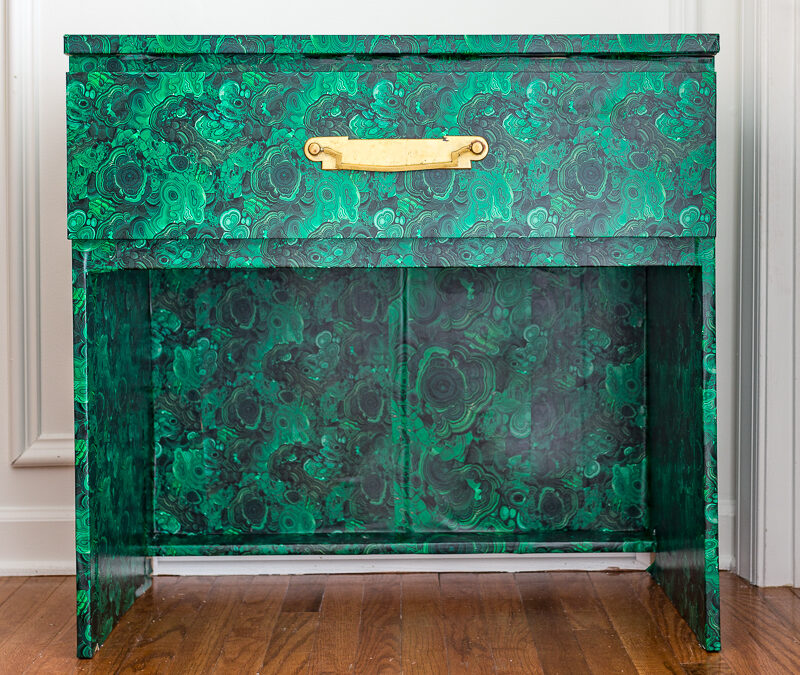 Malachite Table DIY | Ikea Hack Using Spoonflower Wallpaper