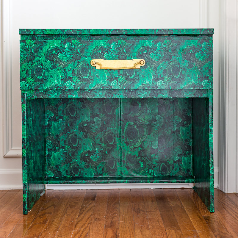 Malm, Ikea hack, spoonflower wallpaper, tutorial, diy, DIY malachite table, entryway table, diy ideas, 