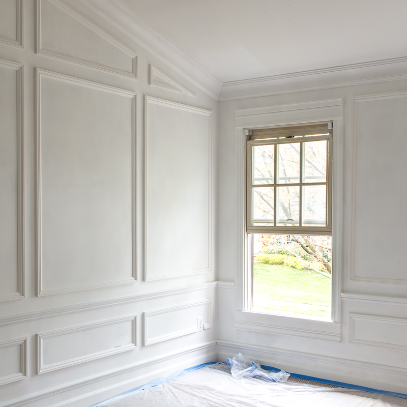 Five Moulding Tricks to Give Height to Your Ceilings, Moulding hack, moulding ideas, moulding tutorial, Jeweled Interiors, metrie moulding, architrave, crown moulding, chair moulding, dado, Farrow and Ball Paint, Panel, mould, mold, moulding, molding, shoe, ORC Week 2, One Room Challenge, 