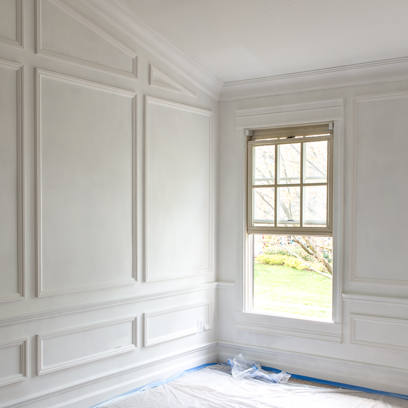 Five Moulding Tricks to Give Height to Your Ceilings, Moulding hack, moulding ideas, moulding tutorial, Jeweled Interiors, metrie moulding, architrave, crown moulding, chair moulding, dado, Farrow and Ball Paint, Panel, mould, mold, moulding, molding, shoe, ORC Week 2