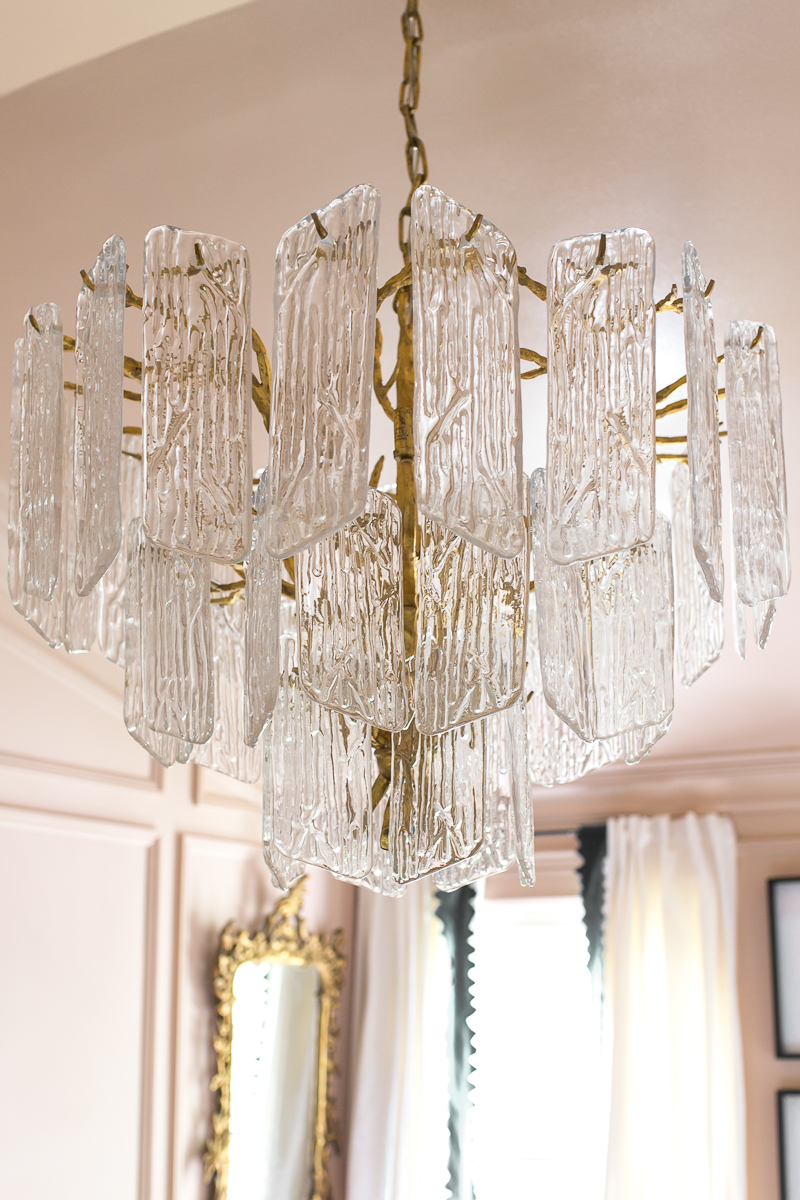 jeweled interiors, One room challenge, ORC, Week 4, Piemonte Chandelier, lighting updates, Corbett lighting, HVG lighting, Hudson Valley, Art Deco chandelier, waterfall chandelier, cascading chandelier, glass plate chandelier, bedroom, Spring 2019