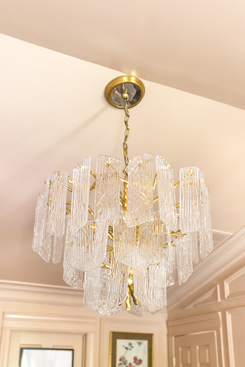 jeweled interiors, One room challenge, ORC, Week 4, Piemonte Chandelier, lighting updates, Corbett lighting, HVG lighting, Hudson Valley, Art Deco chandelier, waterfall chandelier, cascading chandelier, glass plate chandelier, bedroom, Spring 2019