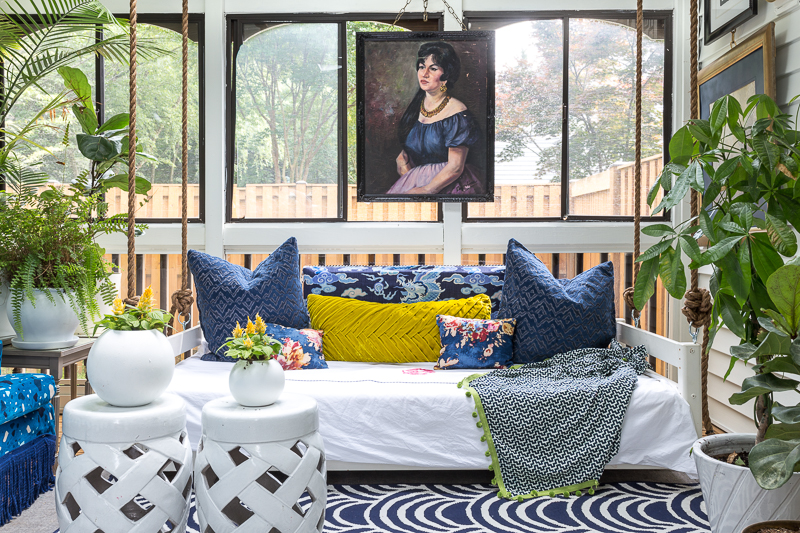 Maximalist Sunroom Reveal on a Budget