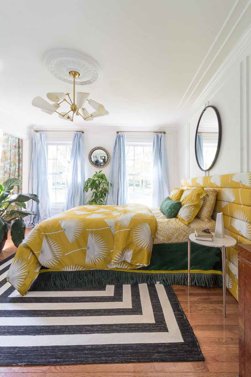 Yellow on sale upholstered headboard