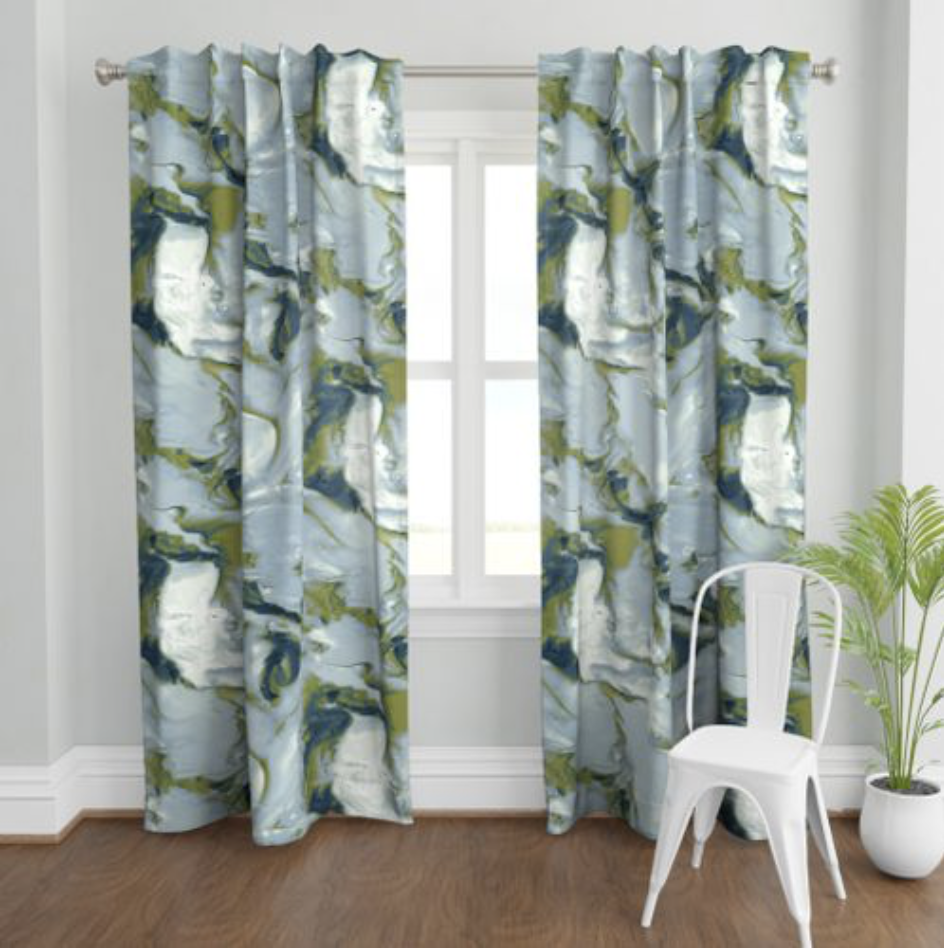 Spoonflower Curtains  for Jewel Marlowe's fall 2019 One Room Challenge Space