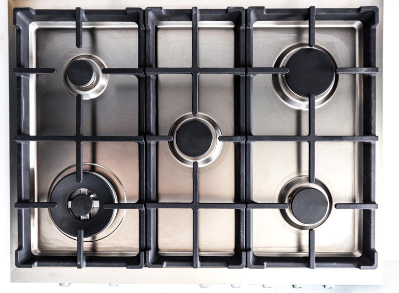 Dream Oven Range!  Check out the deets on this Bertazzoni 30 in all gas burner, matte black oven range from Jeweled Interiors Kitchen for the Fall One Room Challenge