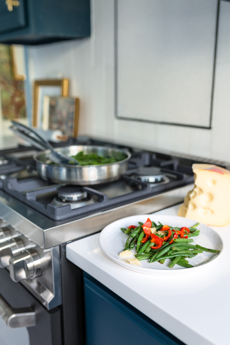 Dream Oven Range!  Check out the deets on this Bertazzoni 30 in all gas burner, matte black oven range from Jeweled Interiors Kitchen for the Fall One Room Challenge