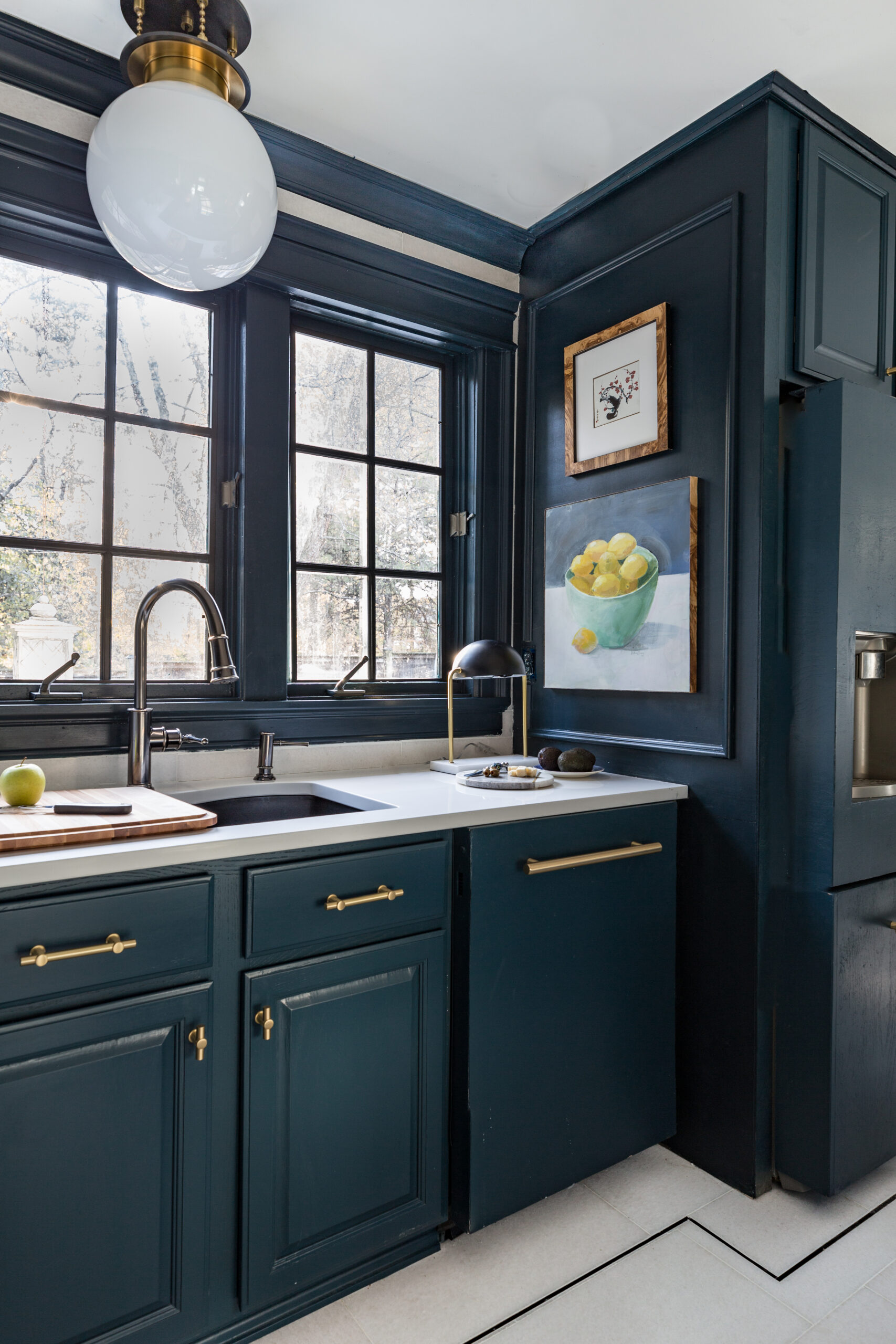 Check out this gorgeous blue kitchen with elkay kitchen sink and faucet