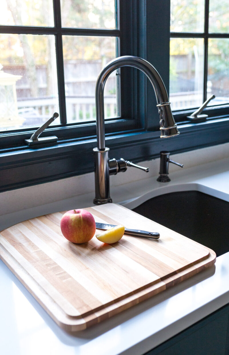 Check out this gorgeous blue kitchen with elkay kitchen sink and faucet