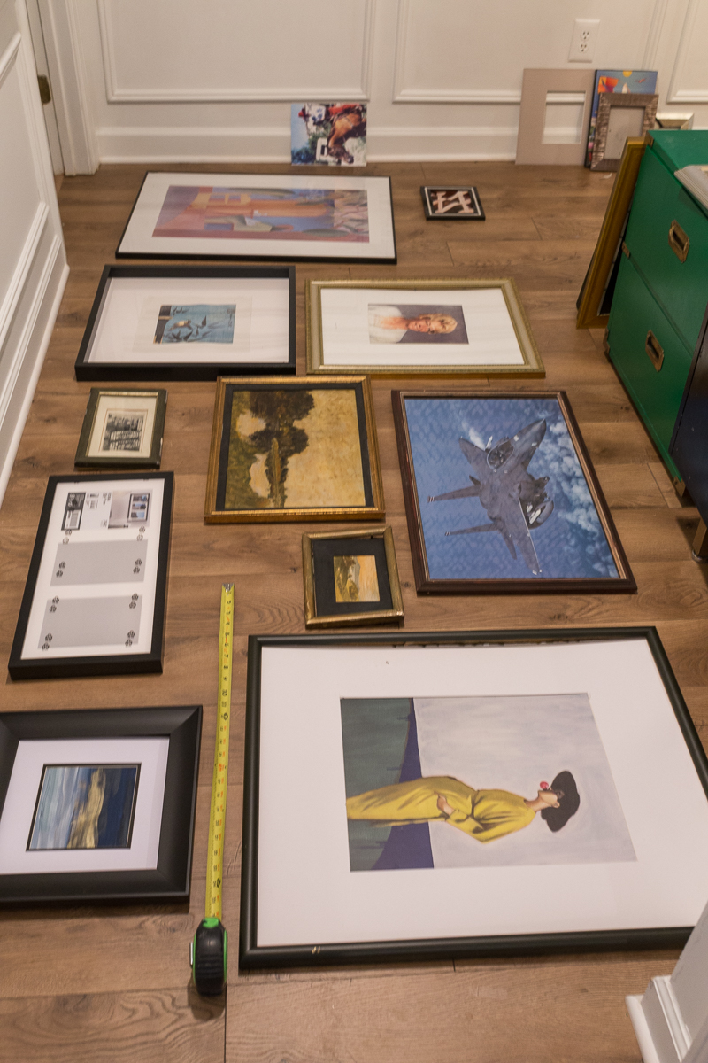 gallery wall ideas, jeweled interiors, entomology wallpaper, how to keep your art straight.