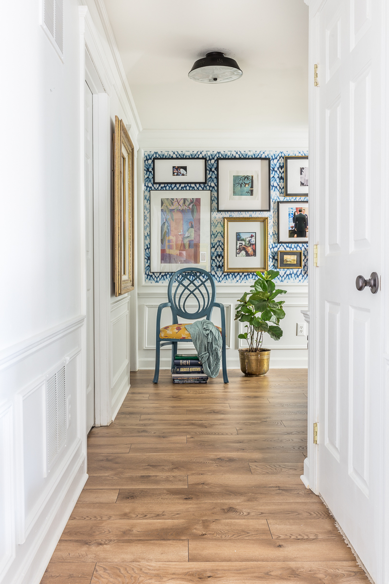 gallery wall ideas, jeweled interiors, entomology wallpaper, how to keep your art straight.