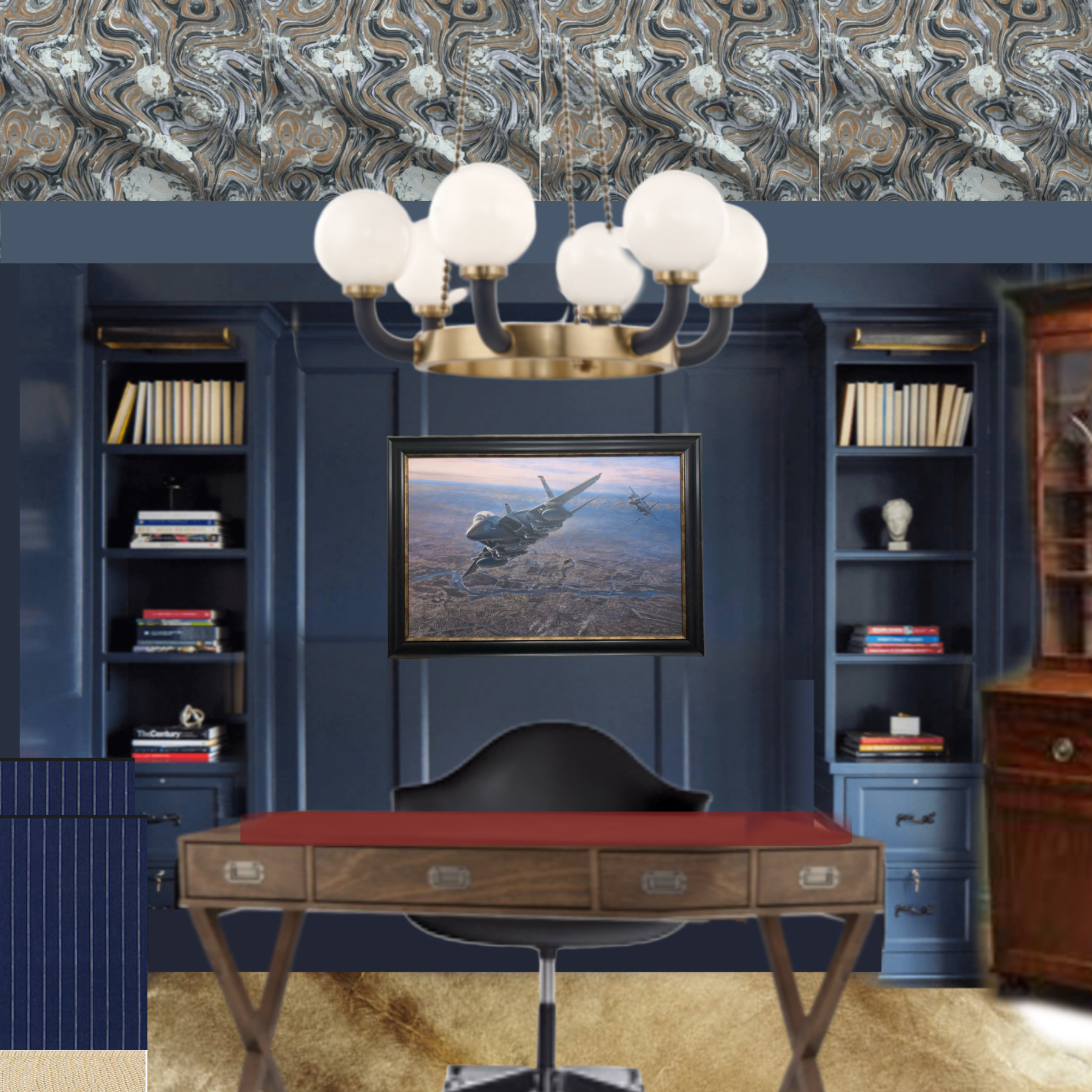 Navy Blue Office Plan ⋆ Jeweled Interiors