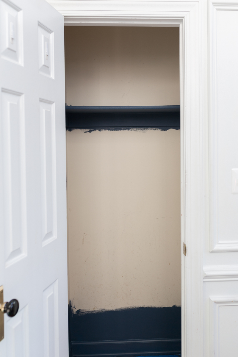 CHECK OUT this office reveal! Stiffkey blue, spoonflower, farrow and ball, Werner, Hudson valley lighting, hvlg, navy blue office, pilot's office, masculine office, navy blue office, antique desk, antique bookcase