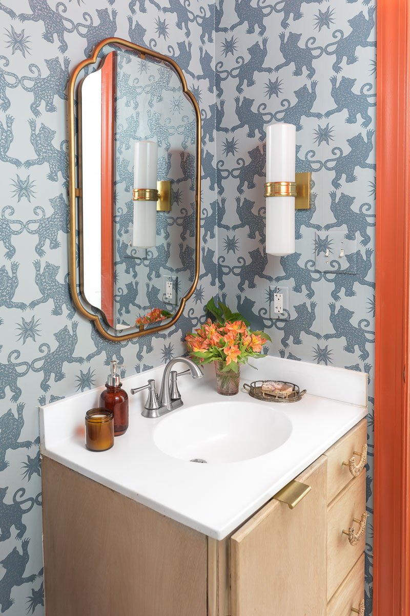 vintage bathroom, spring 2020 ORC, one room challenge, jeweled interiors, Jewel Marlowe, charlotte's locks, Hygge and west, farrow and ball, rockstar chandelier, chinoiserie wallpaper, Anthropologie bathroom, Anthropologie, Anthropologie inspired bathroom, 