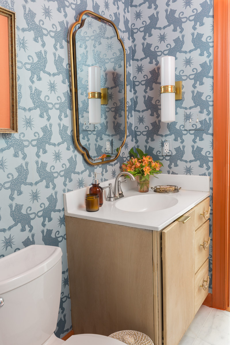 vintage bathroom, spring 2020 ORC, one room challenge, jeweled interiors, Jewel Marlowe, charlotte's locks, Hygge and west, farrow and ball, rockstar chandelier, chinoiserie wallpaper, Anthropologie bathroom, Anthropologie, Anthropologie inspired bathroom, 