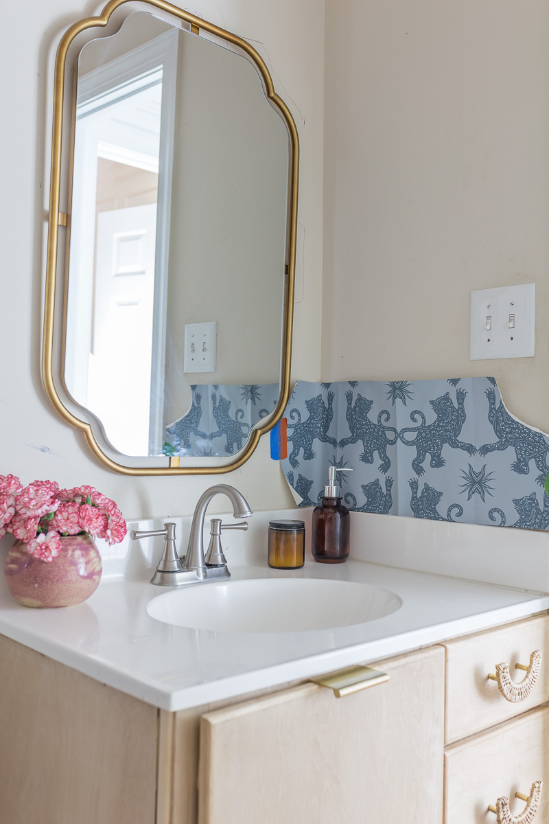 chinoiserie wallpaper, patch NYC, Hygge and west, palace, mist, indigo, bathroom wallpaper, closet wallpaper