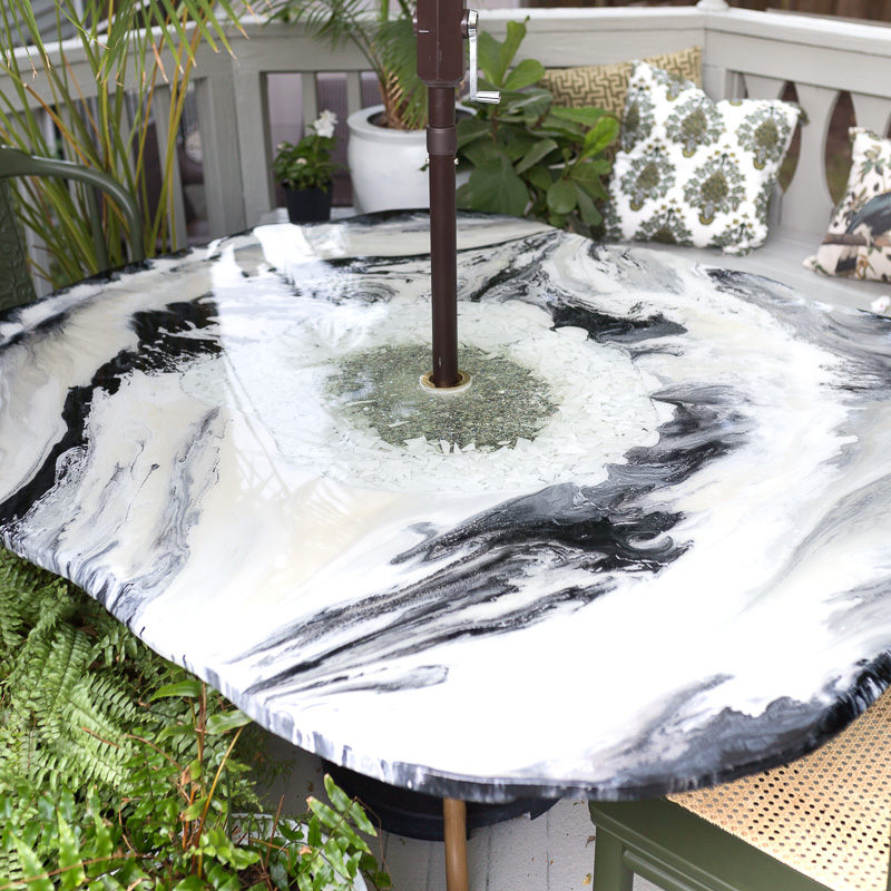 FREAKING AWESOME AGATE TABLE | broche chandelier, art deco chandelier, leaf chandelier, aged brass chandler, how to make an epoxy table, deck makeover ideas, outdoor table ideas.