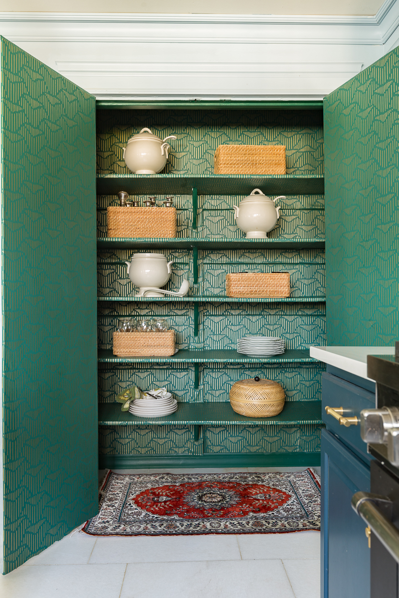 Kitchen Pantry Design Makeover- Wallpaper and Organization ⋆ Jeweled  Interiors
