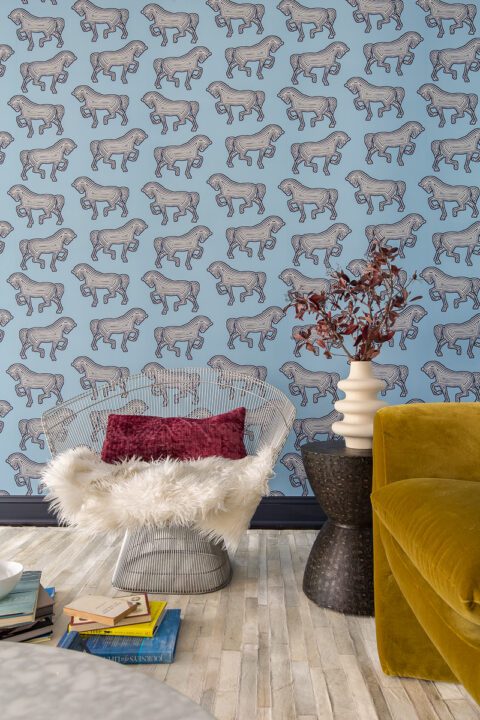 Schumacher Wallpaper in the Entryway and TV Room!!! ⋆ Jewel Marlowe