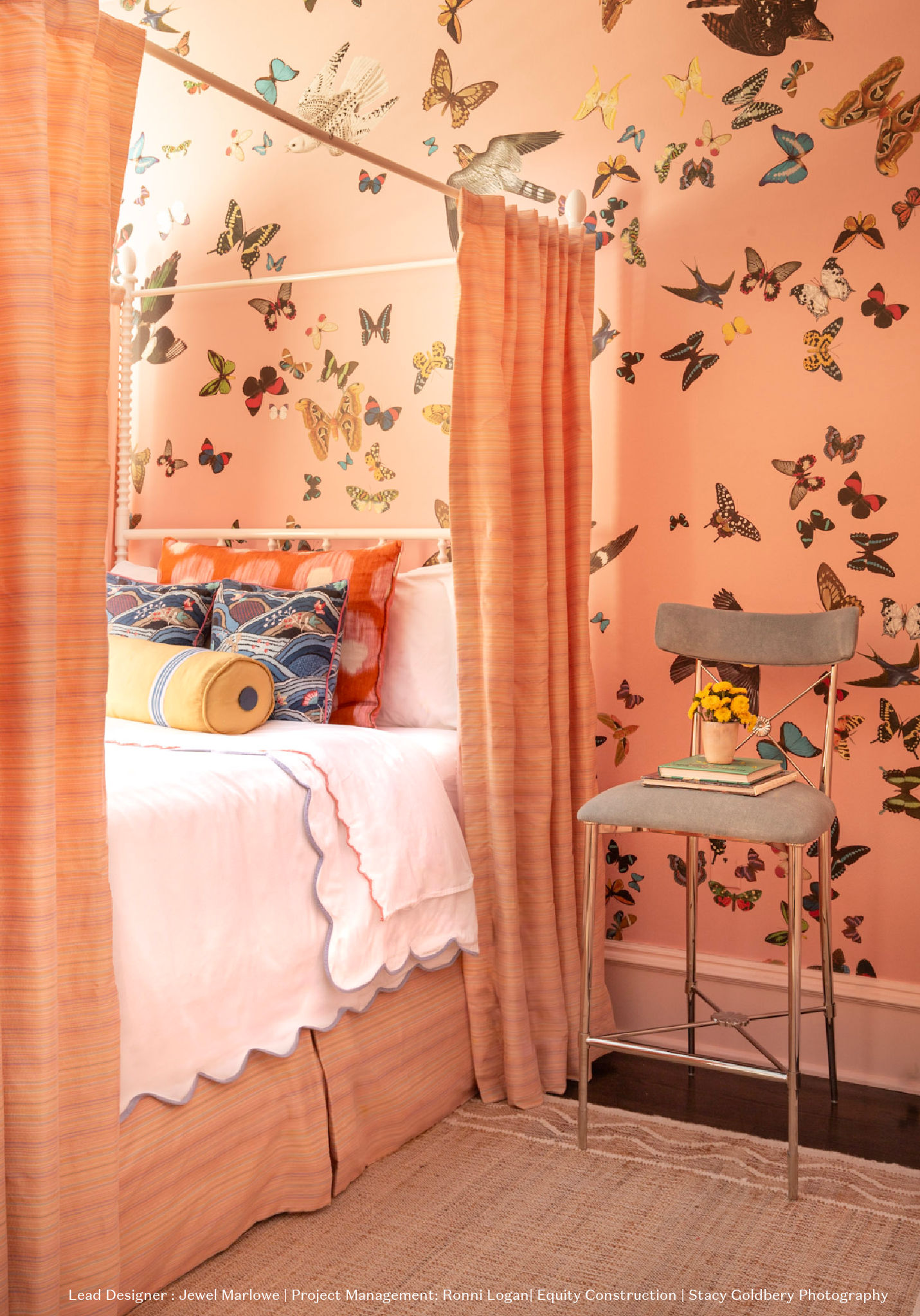 bedroom, canopy bed, girl's room, pink